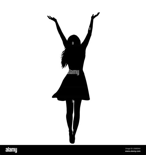 Silhouette Of A Woman With Arms Raised Enjoy The Life Stock Vector Image And Art Alamy