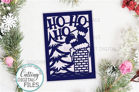 Santa Christmas Card Papercut Svg Laser Cut Cricut Template