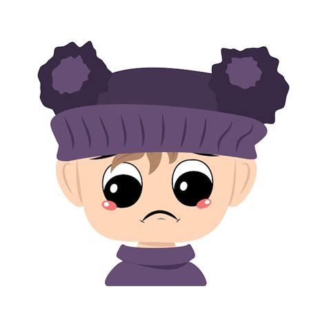 Premium Vector Child With Sad Emotions Depressed Face Down Eyes In