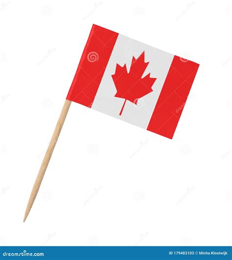 Small Paper Canadian Flag on Wooden Stick Stock Image - Image of white ...