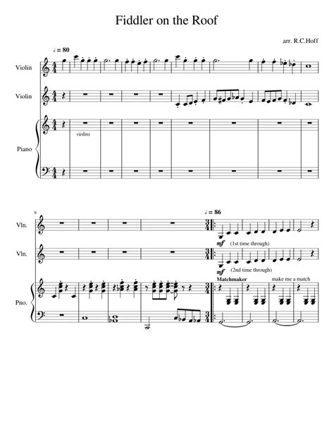 Fiddler on the Roof (updated) Sheet music for Violin, Piano | Download ...