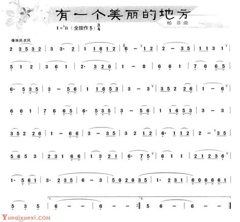 葫芦丝独奏乐曲【有一个美丽的地方】 葫芦丝曲谱 乐器学习网