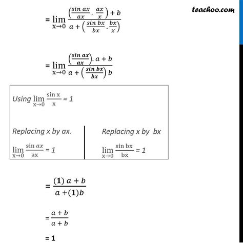 Ex Evaluate Lim X Sin Ax Bx Ax Sin Bx