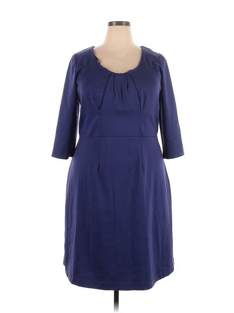 Lane Bryant Solid Blue Casual Dress Size 18 20 Plus Plus 60 Off