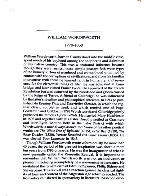 William Wordsworth and She Dwelt Among The Untrodden Ways | PDF