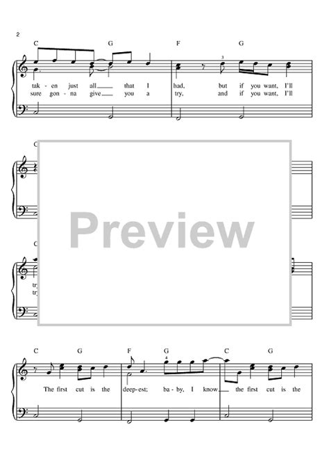 The First Cut Is The Deepest Sheet Music By Rod Stewart Cat Stevens Sheryl Crow For Easy