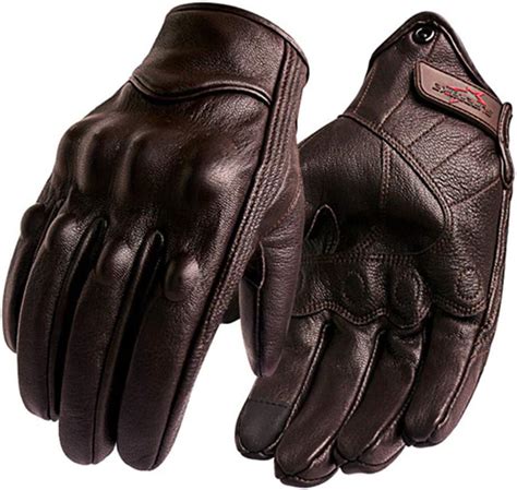 Guantes De Motocicleta De Piel Con Visualización Táctil Para Hombres De