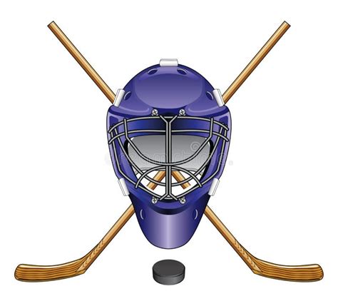 Ice Hockey Goalie Mask Sticks And Puck Stock Vector Illustration Of