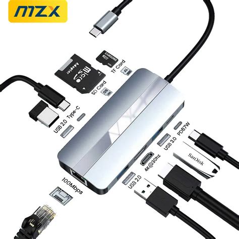 Mzx Docking Station Usb Hub Splitter Type C Adapter K Hdmi