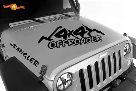 Jeep Wrangler 4x4 Offroader 3 Piece Set Vinyl Hood Decals Tj Lj Jk Jku