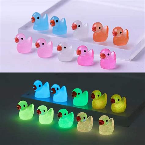 Buy Pcs Random Color Mini Resin Duck Glow In The Darkminiature