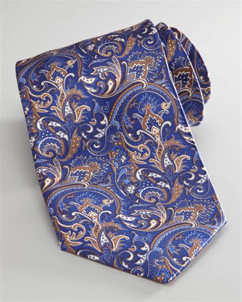 Stefano Ricci Silk Paisley Tie Bluebrown In Floral For Men Blue Brown