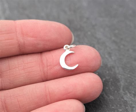 Tiny Moon Charm Sterling Silver Recycled Silver Crescent Etsy