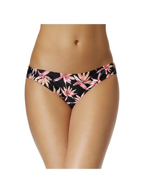 Hula Honey BLACK PINK Floral Print Cheeky Bikini Swim Bottom US Small