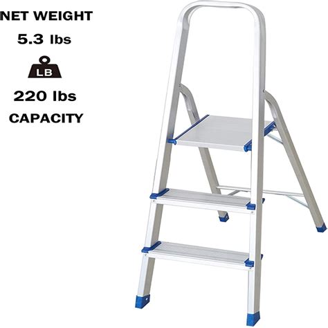 KARMAS PRODUCT Ultra Lightweight Step Ladder 3 Step Aluminum Folding