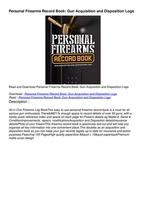 Pdf Read Download Personal Firearms Record Book Gun Acquisition And