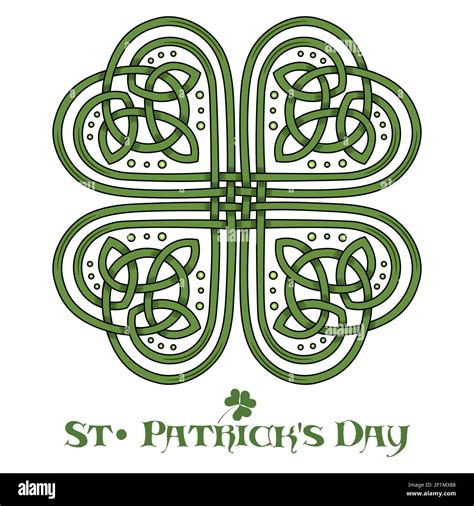 Four Leaf Clover Irish Symbol In The Celtic Style For The Feast Of St