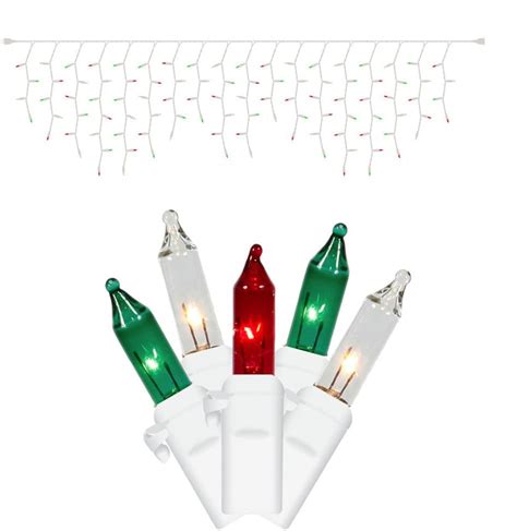 Amazon Set Of Red Green And Clear Frosted Icicle Lights