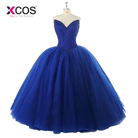 Xcos 2017 Custom Made Sweetheart Tulle Floor Length Beads Sequins Ball