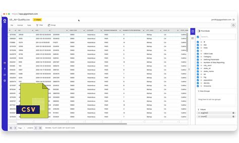 Online Csv Viewer Gigasheet