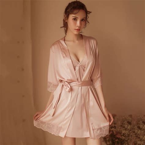 Jual Sexy Lingerie Kimono Baju Tidur Satin Lingerie Wanita Lingerie