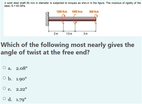 Solved A Solid Steel Shaft 60 Mm In Diameter Is Subjected To Chegg