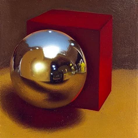 Chrome Spheres On A Red Cube By Ferdinand Bol Stable Diffusion