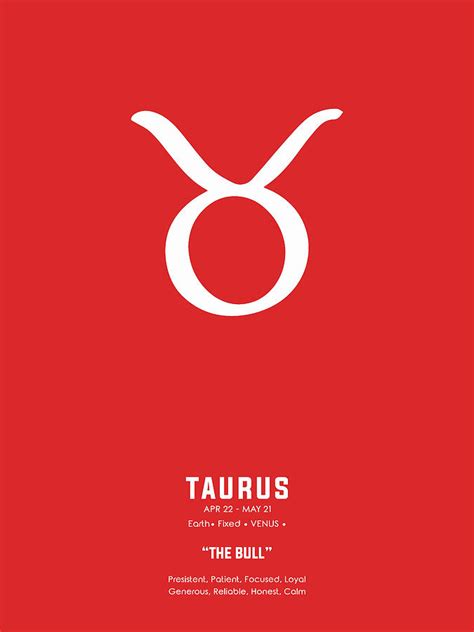 Taurus Print - Zodiac Signs Print - Zodiac Posters - Taurus Poster ...