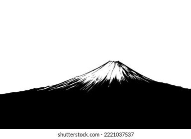 Black White Drawing Japanese Mount Fuji Stock Illustration 2221037537 | Shutterstock