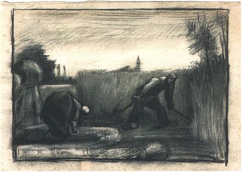 Wheat Field With Mower And A Stooping Peasant Woman By Vincent Van Gogh