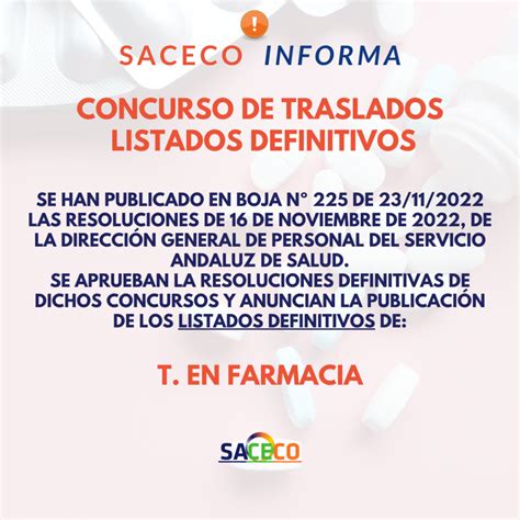 LISTADOS DEFINITIVOS C TRASLADOS FARMACIA SACECO