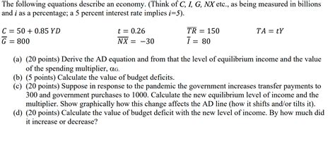 Solved The Following Equations Describe An Economy Think Chegg