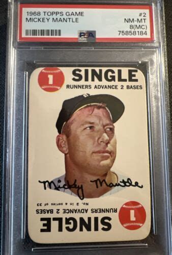 Topps Baseball Game Mickey Mantle Psa Mc Nm Mt Ebay