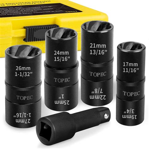 Topec Flip Edition Lug Nut Remover Piece Wheel Lock Removal Kit For