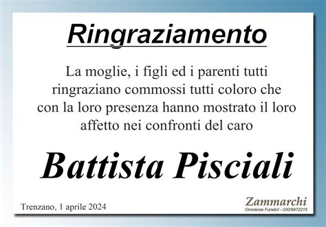 Battista Pisciali Ringraziamento Onoranze Funebri Zammarchi