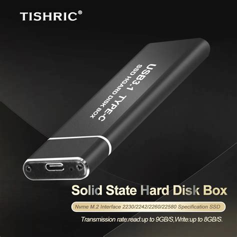 Tishric ngff nvme m2 para tipo c usb 3 1 disco rígido externo hdd caso