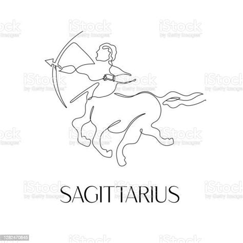 Zodiac Sign Sagittarius One Line Vector Illustration In The Style Of