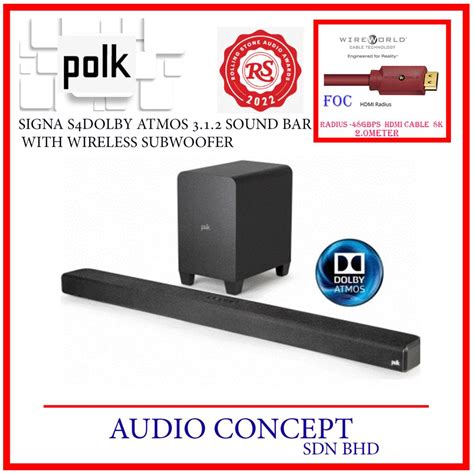 Polk Audio Signa S4 Dolby Atmos 3 1 2 Sound Bar With Wireless Subwoofer Free T Audio Concept