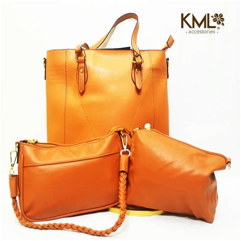 CARTERA 3 PIEZAS CUADRADA V NARANJA KML ACCESORIOS