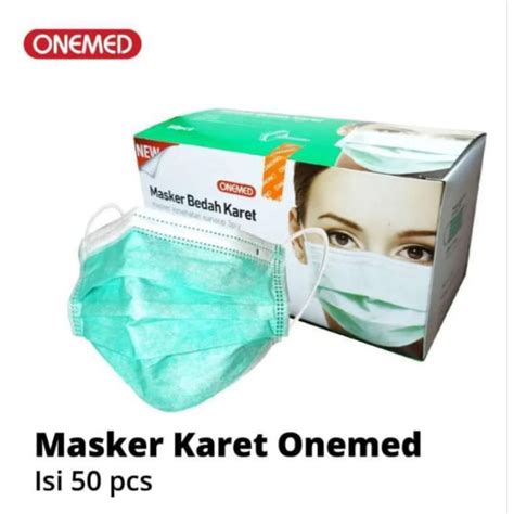 Jual ONEMED Masker Bedah Karet Earloop Hijau 3ply 50pcs Shopee