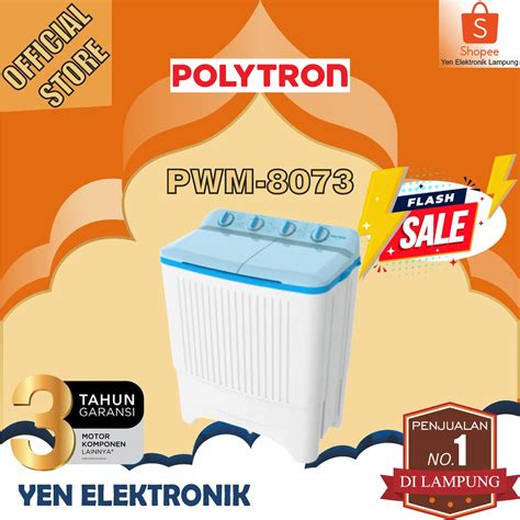 Jual Mesin Cuci POLYTRON PWM 8073 2 Tabung 8 Kg Hijab Series TwinTub