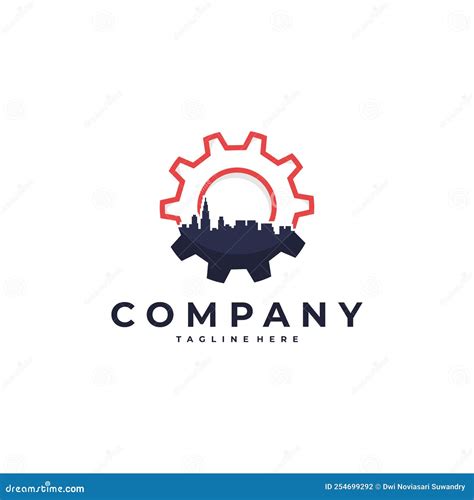 City Gear Logo Design Combination Concept Stock Vector Illustration