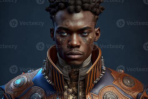 Portrait Of A Futuristic African American Man Fantasy 23994745 Stock