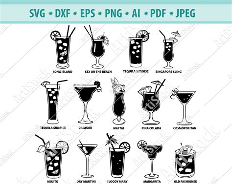 Cocktail Svg Mojito Svg Alcoholic Drinks Svg Cocktail Etsy Uk