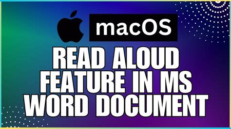 How To Use The Read Aloud Feature In A Microsoft Word Document For Mac Users Youtube