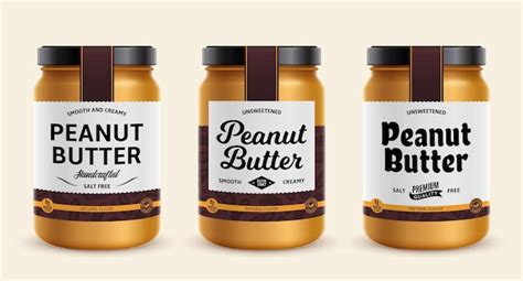 Premium Vector Peanut Butter Glass Jars With Labels