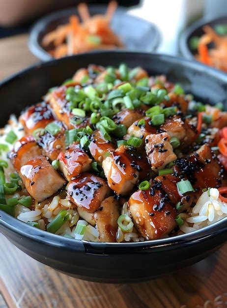 Premium Photo A Bowl Of Japanese Chicken Teriyaki Donburi Topped With