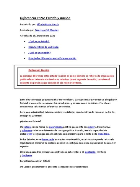 Diferencia Entre Estado Y Nación Copia 2 Pdf Nación Estado Política