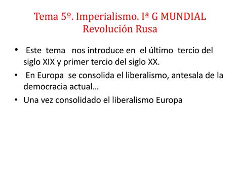 Tema Imperialismo I G Mundial Revoluci N Rusa Ppt Descargar