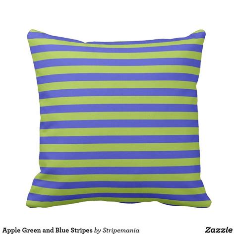 Apple Green and Blue Stripes Throw Pillow | Zazzle